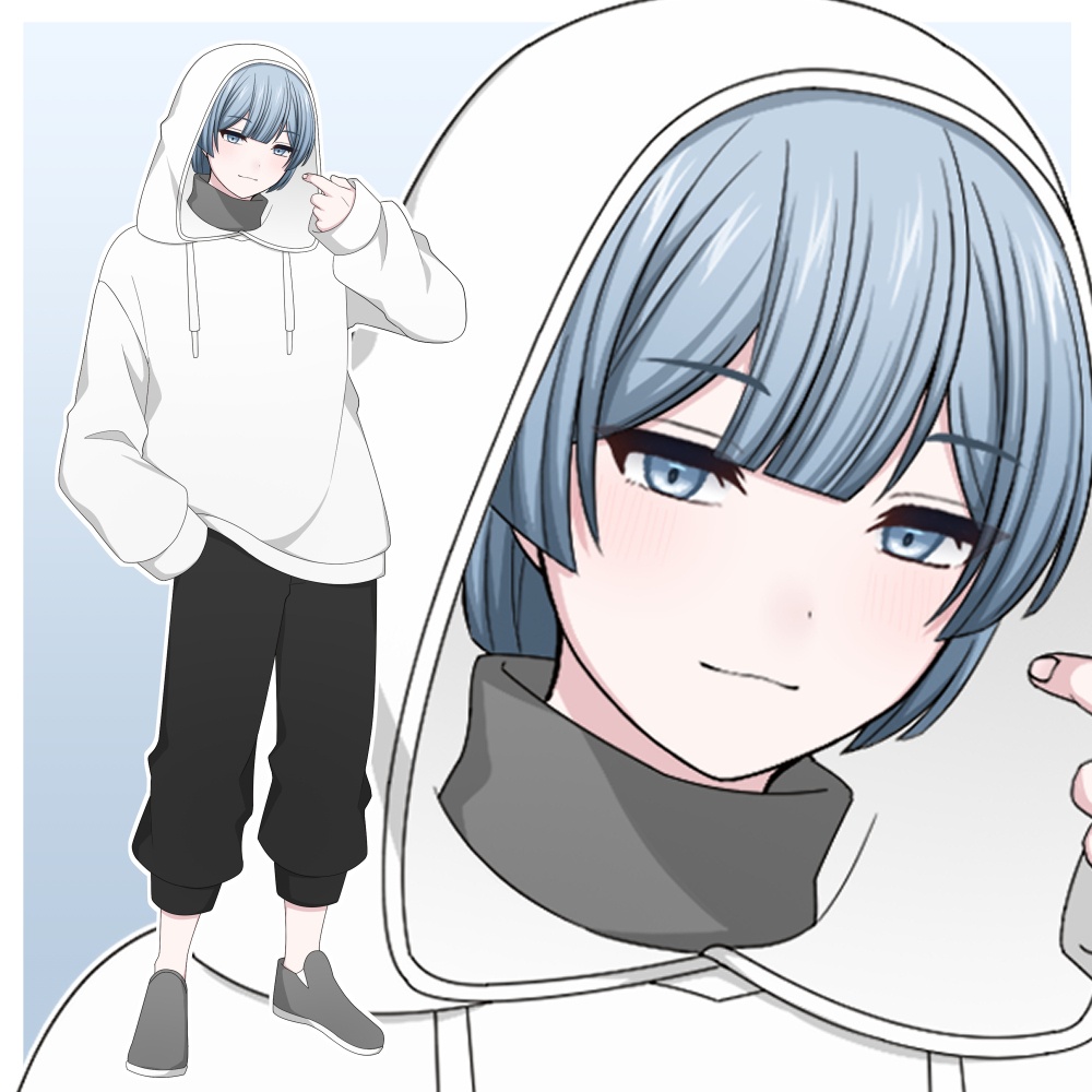 フードをかぶった私服の青年【表情差分10種+シルエット差分2種】