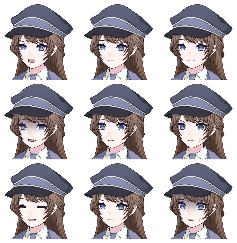 青い軍服を着た女の子【表情差分10種+シルエット差分2種】