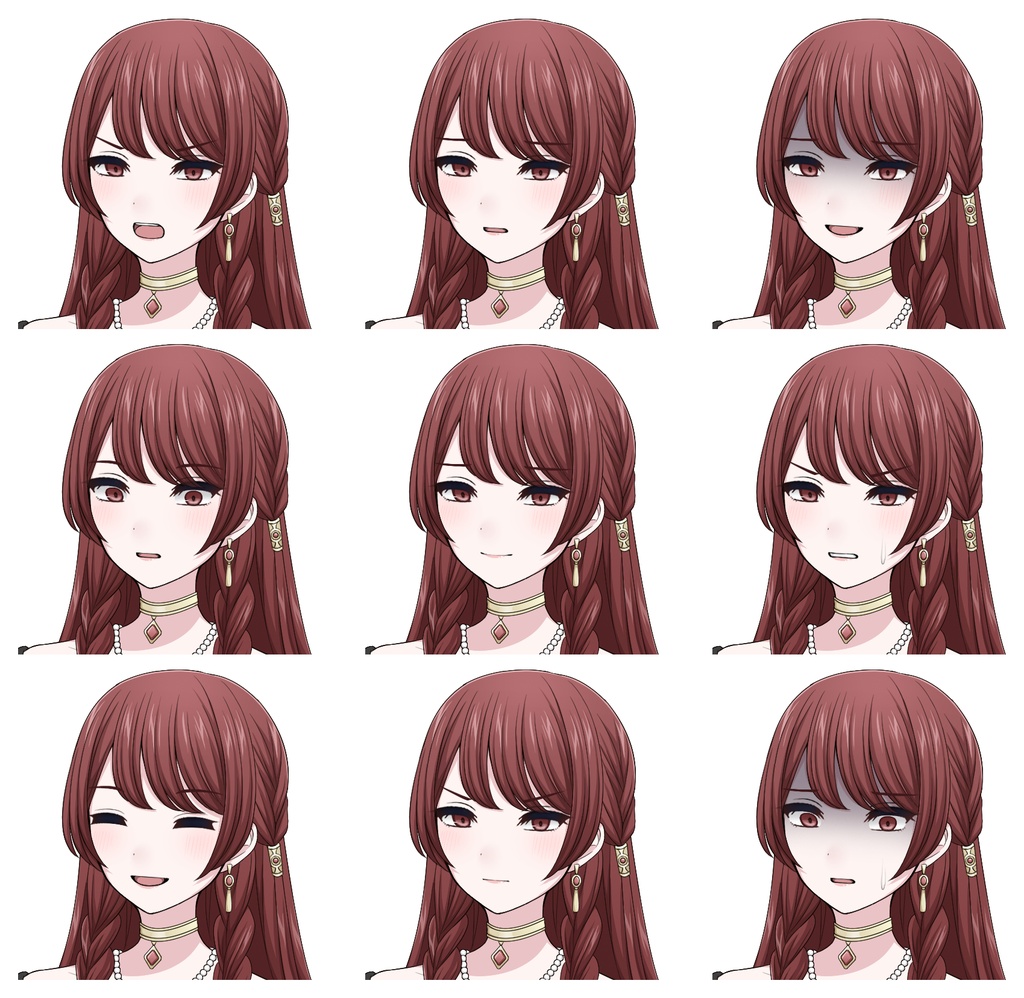 【単体購入可】ドレスを着た女性5人セット【それぞれ表情差分10種+シルエット2種】