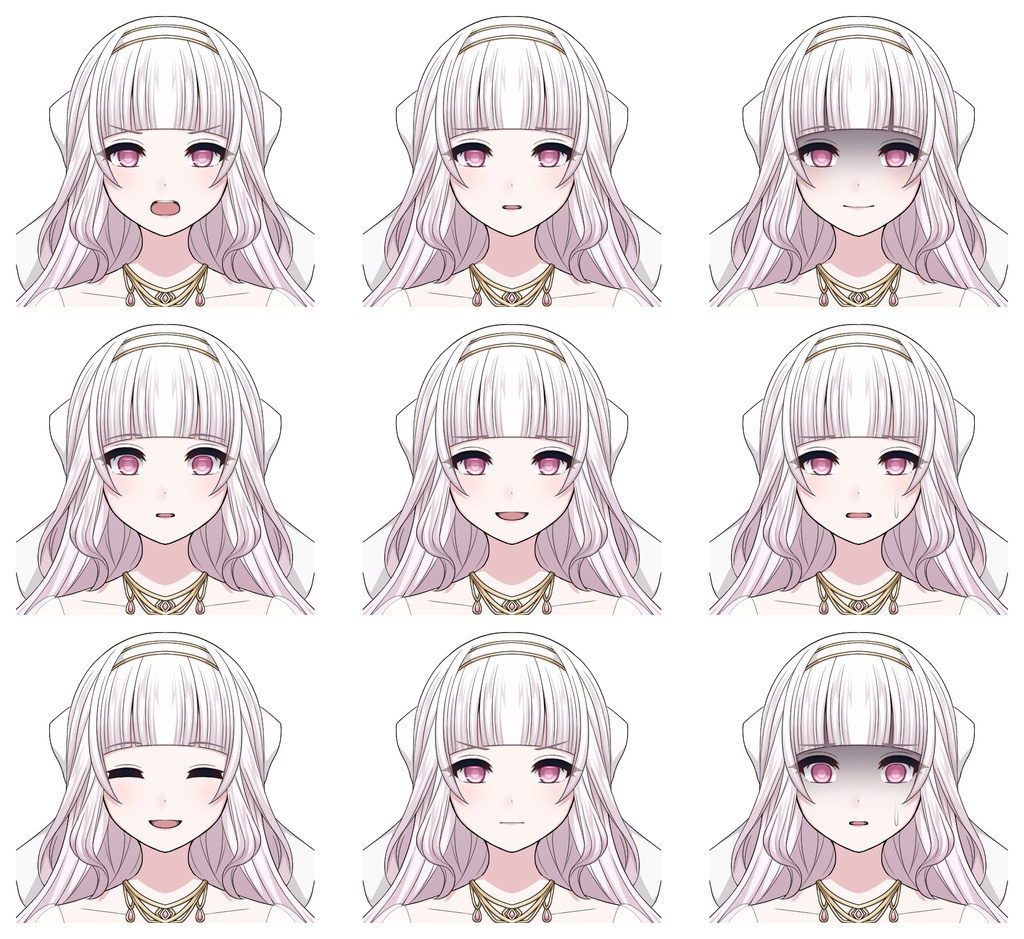 【単体購入可】ドレスを着た女性5人セット【それぞれ表情差分10種+シルエット2種】