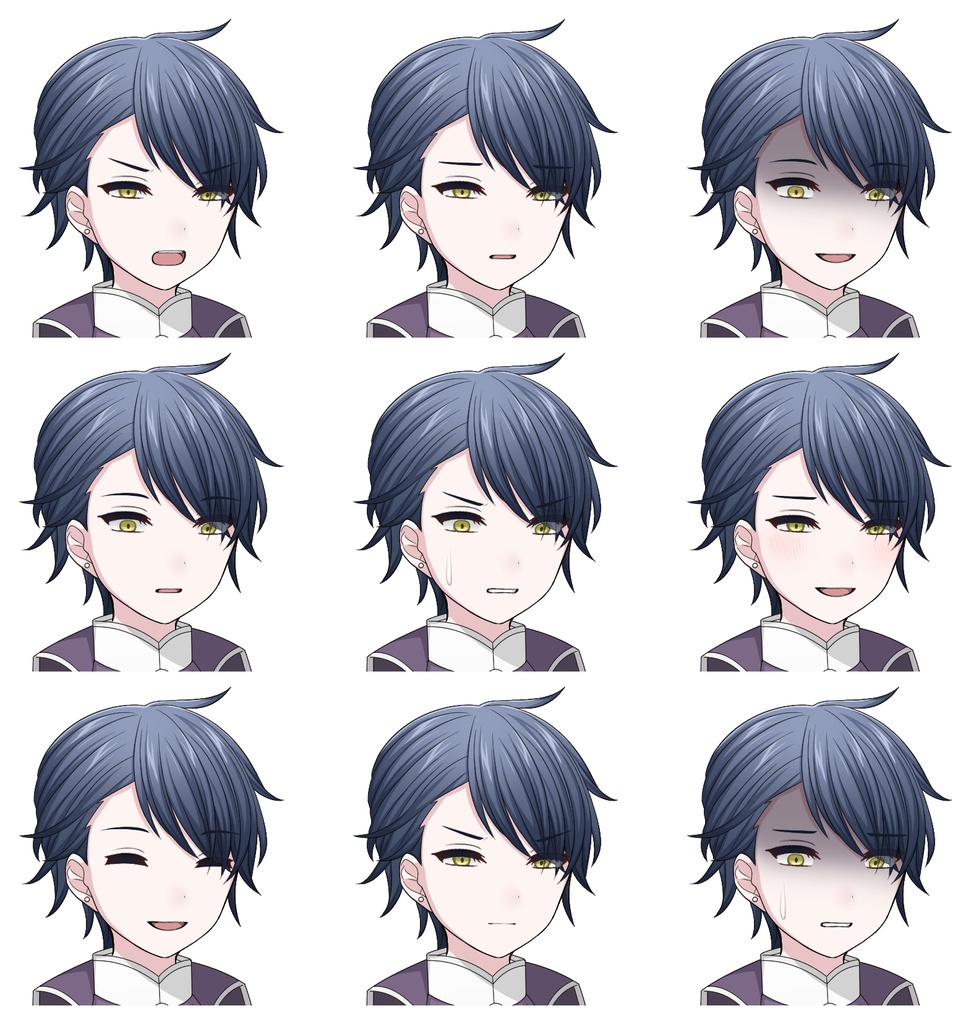 【単体購入可】貴族風の男性5人セット【それぞれ表情差分10種+シルエット2種】