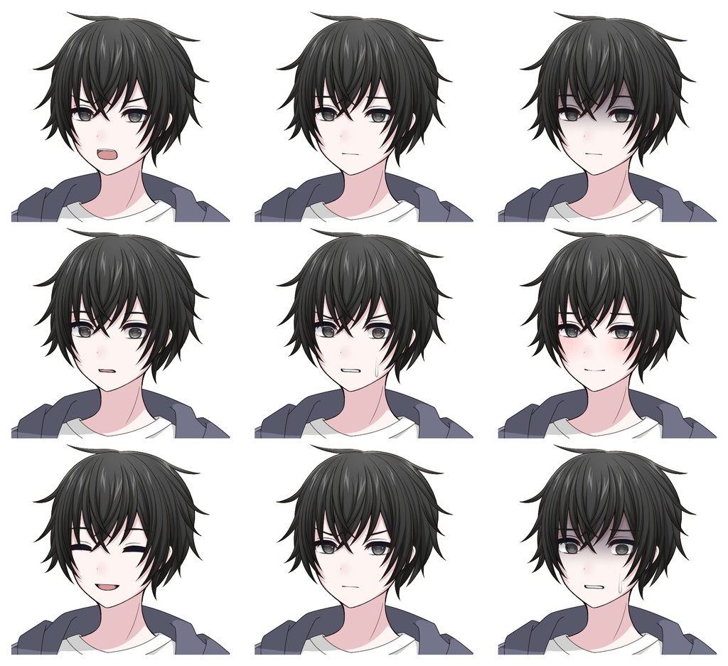 【単体購入可】私服男子5人セット【それぞれ表情差分10種+シルエット2種】