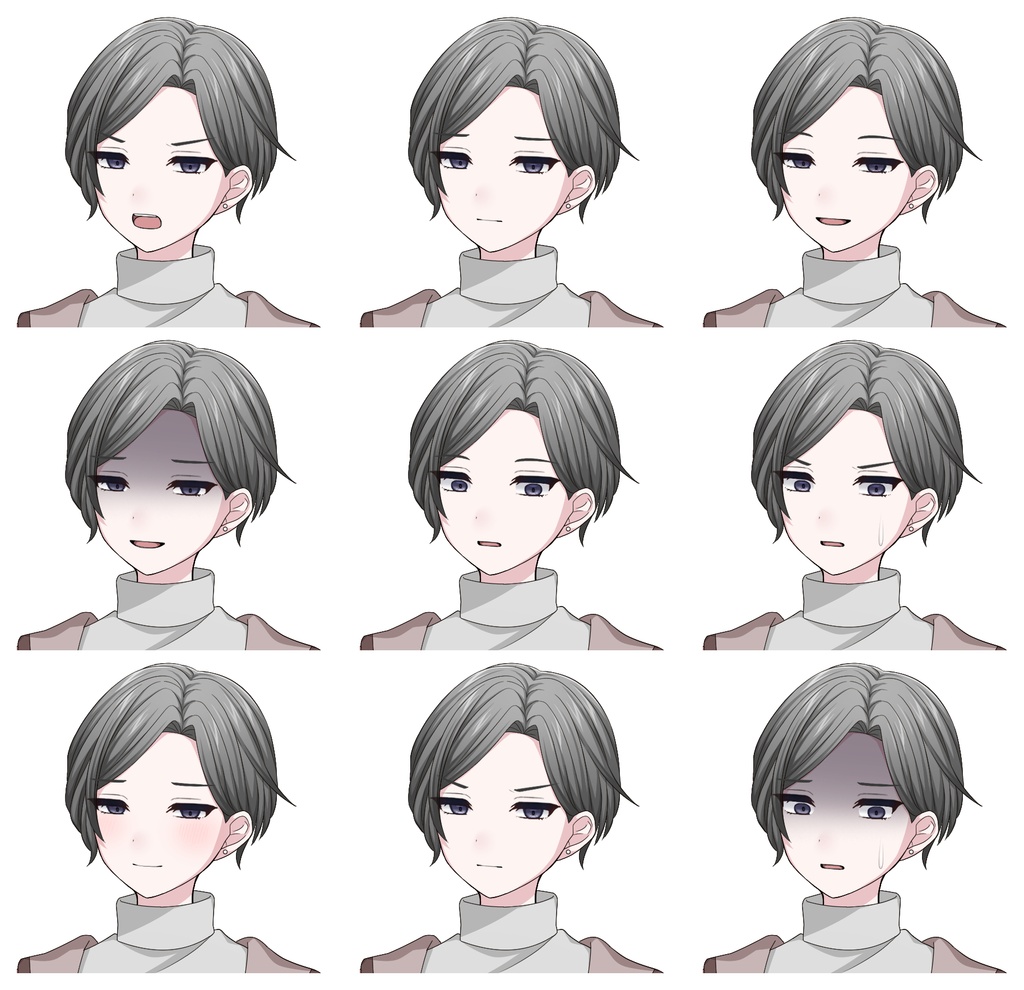 【単体購入可】私服男子5人セット【それぞれ表情差分10種+シルエット2種】