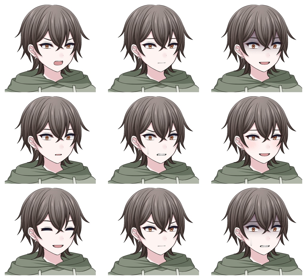 【単体購入可】私服男子5人セット【それぞれ表情差分10種+シルエット2種】