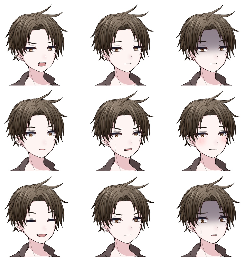 【単体購入可】私服男子5人セット【それぞれ表情差分10種+シルエット2種】