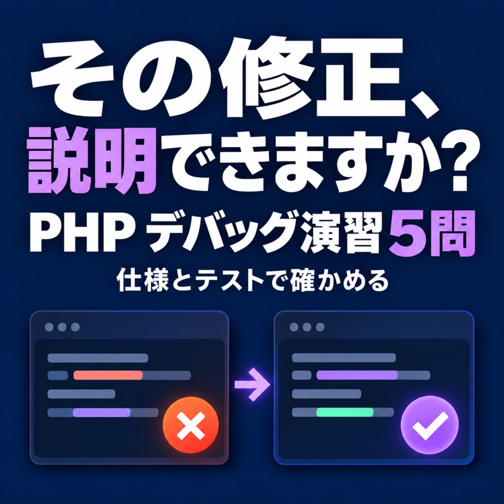 PHP デバッグ演習 5問 — 仕様と境界テストから修正を説明する