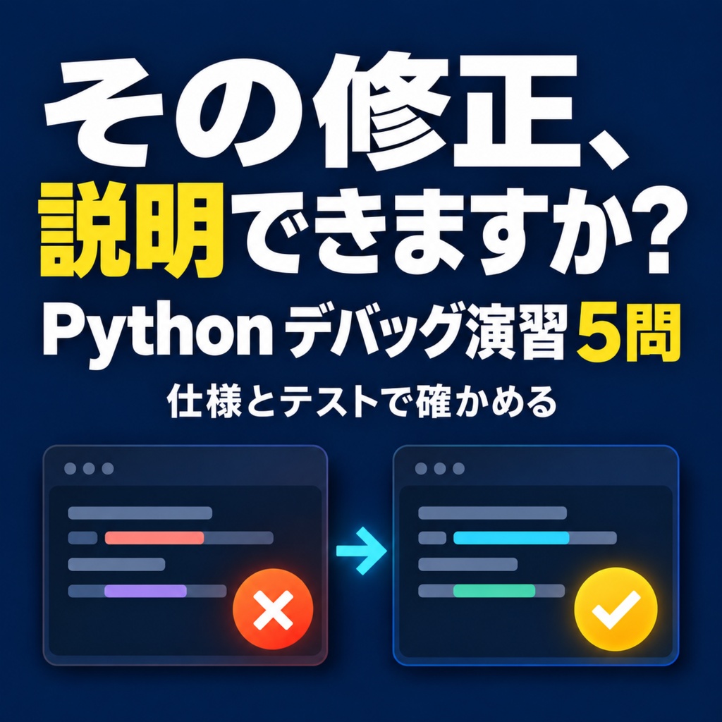 Python 3.11 デバッグ演習 5問 — 仕様とテストで修正理由を説明する