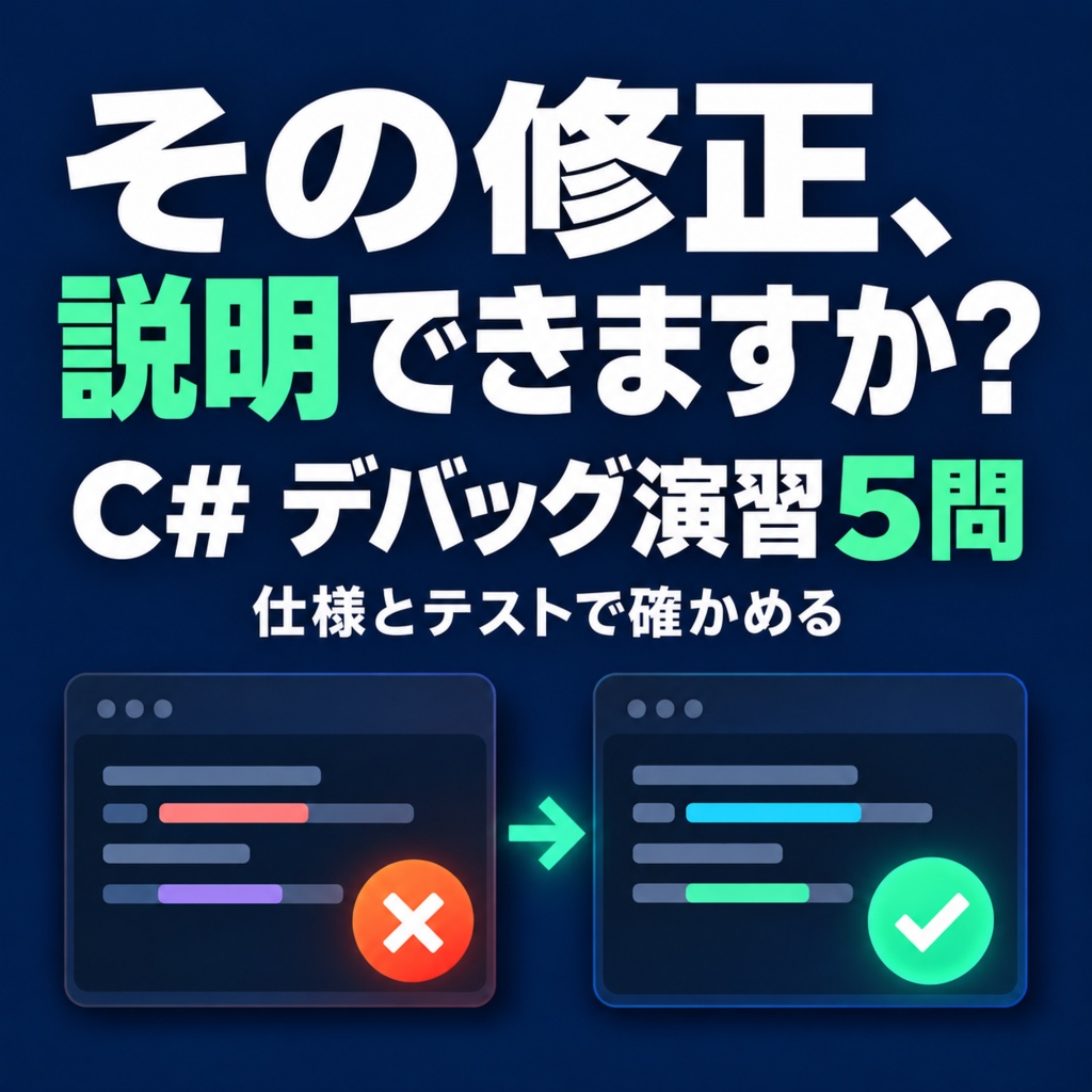 C# デバッグ演習5問｜固定仕様とテストで修正理由を説明する (.NET 8)