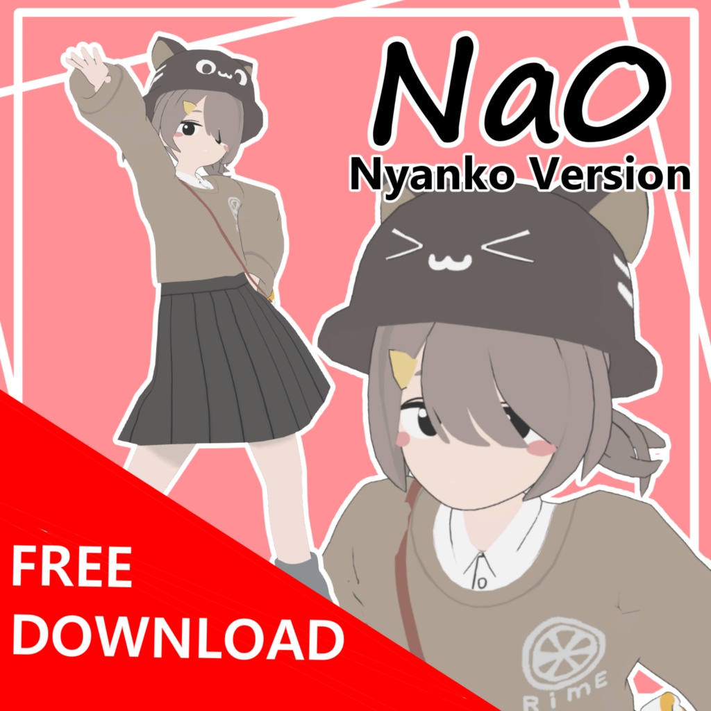 【Free Download】【VRChat想定オリジナル3Dモデル】Na0(Ver.にゃんこ)