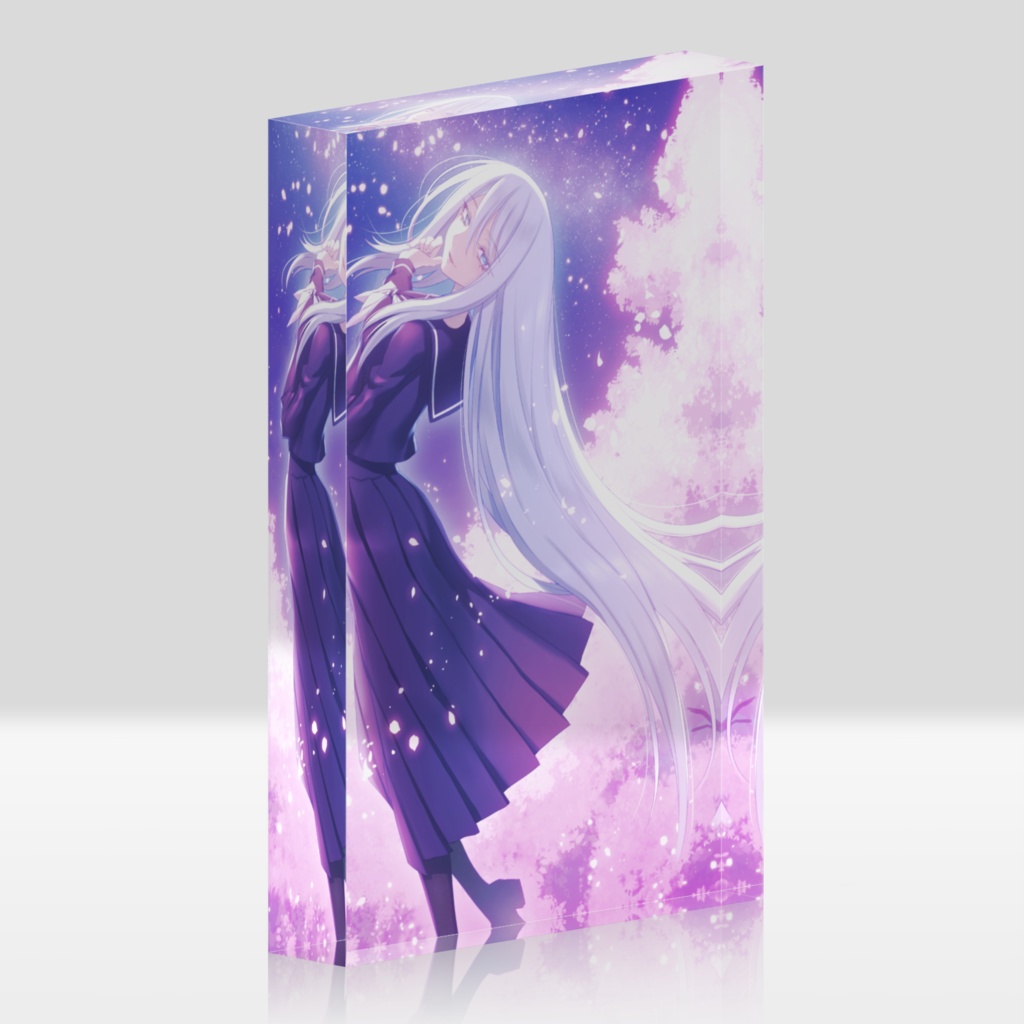 間宮さんといっしょ　夜桜と幽霊少女　アクリルブロック