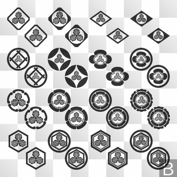 柏紋 (かしわ) 日本の実用家紋 ZIP (AI, PNG, PSD)