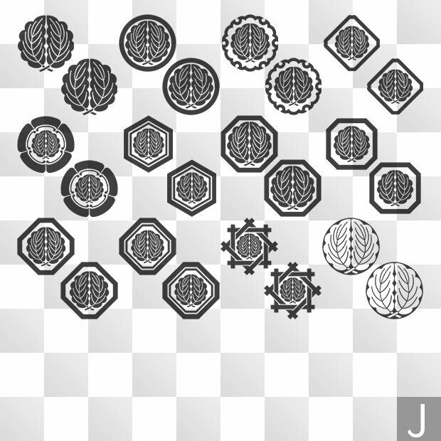 柏紋 (かしわ) 日本の実用家紋 ZIP (AI, PNG, PSD)
