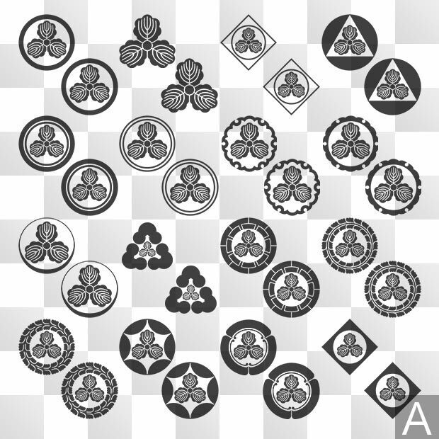 柏紋 (かしわ) 日本の実用家紋 ZIP (AI, PNG, PSD)