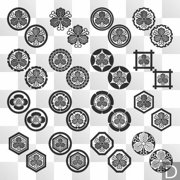 柏紋 (かしわ) 日本の実用家紋 ZIP (AI, PNG, PSD)