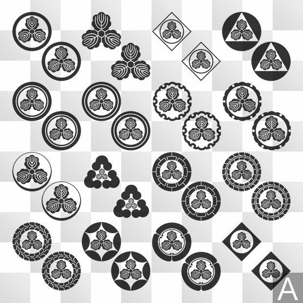 柏紋 (かしわ) 日本の実用家紋 ZIP (AI, PNG, PSD)