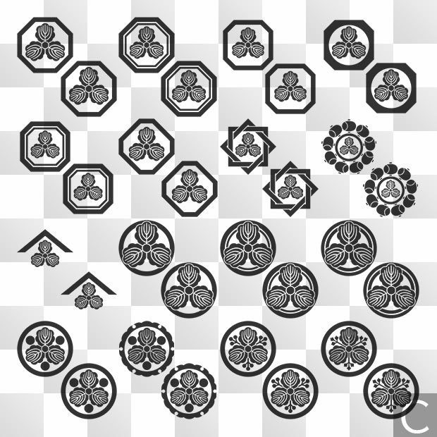 柏紋 (かしわ) 日本の実用家紋 ZIP (AI, PNG, PSD)