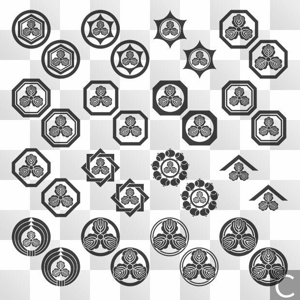 柏紋 (かしわ) 日本の実用家紋 ZIP (AI, PNG, PSD)