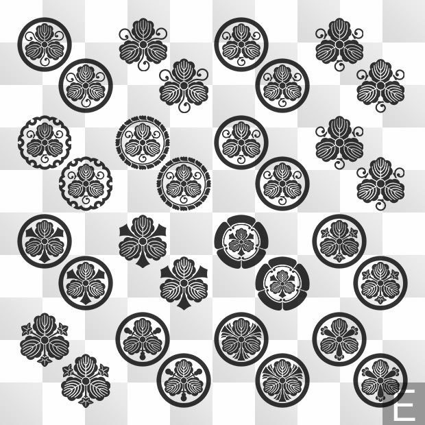 柏紋 (かしわ) 日本の実用家紋 ZIP (AI, PNG, PSD)