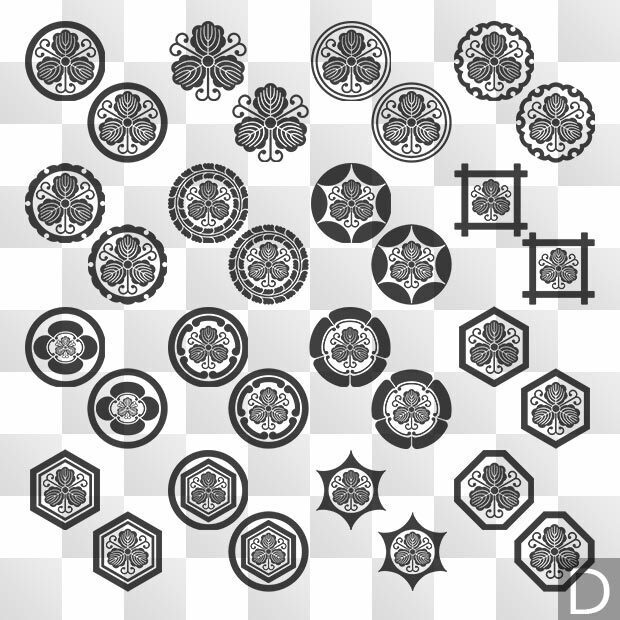 柏紋 (かしわ) 日本の実用家紋 ZIP (AI, PNG, PSD)