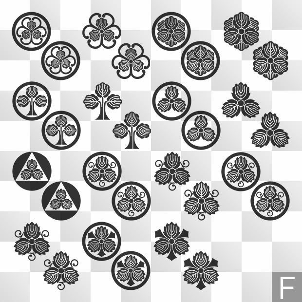 柏紋 (かしわ) 日本の実用家紋 ZIP (AI, PNG, PSD)