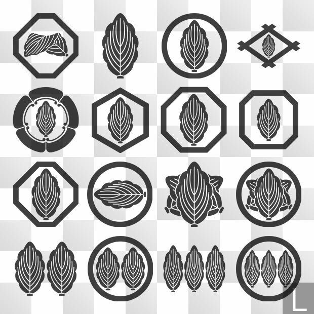 柏紋 (かしわ) 日本の実用家紋 ZIP (AI, PNG, PSD)