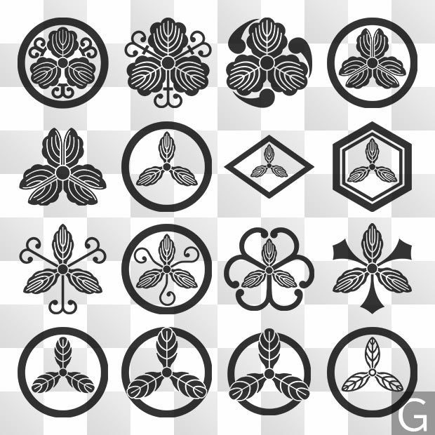 柏紋 (かしわ) 日本の実用家紋 ZIP (AI, PNG, PSD)