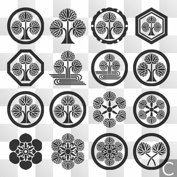 葵紋 (あおい) 日本の実用家紋 ZIP (AI, PNG, PSD)