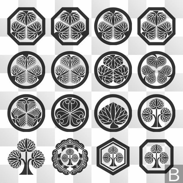 葵紋 (あおい) 日本の実用家紋 ZIP (AI, PNG, PSD)