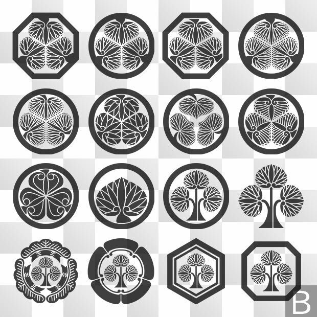 葵紋 (あおい) 日本の実用家紋 ZIP (AI, PNG, PSD)