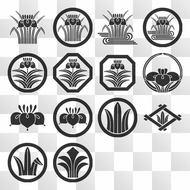 菖蒲紋 (あやめ) 日本の実用家紋 ZIP (AI, PNG, PSD)