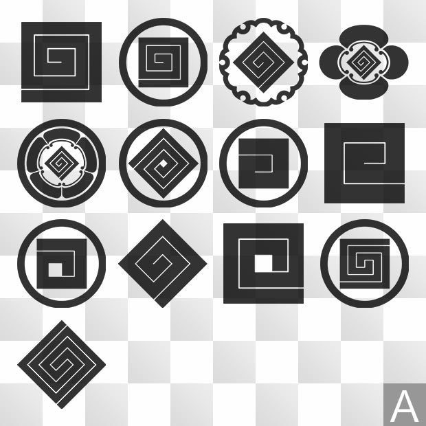 稲妻紋 (いなずま) 日本の実用家紋 ZIP (AI, PNG, PSD)