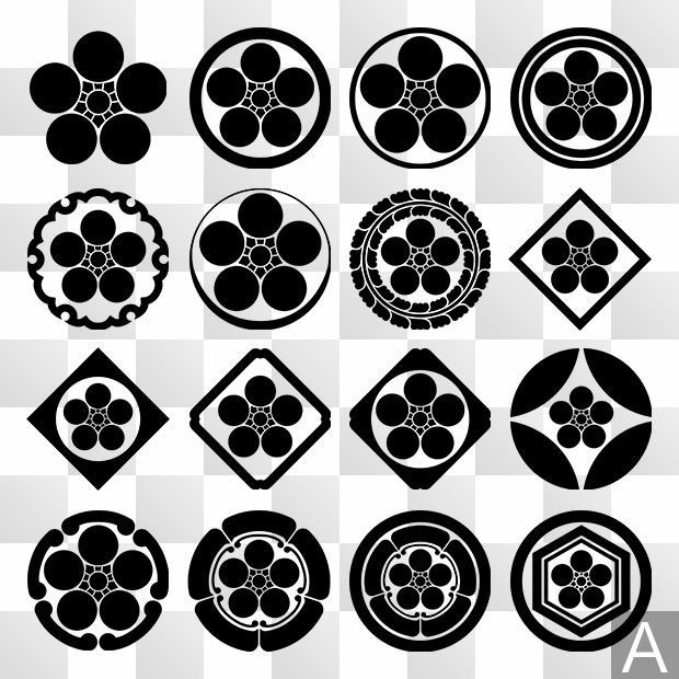 梅紋 (うめ) 日本の実用家紋 ZIP (AI, PNG, PSD)