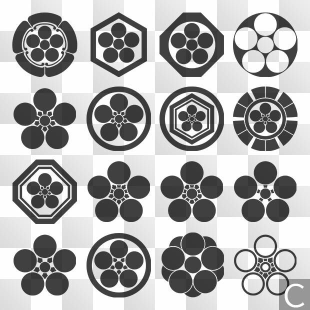 梅紋 (うめ) 日本の実用家紋 ZIP (AI, PNG, PSD)