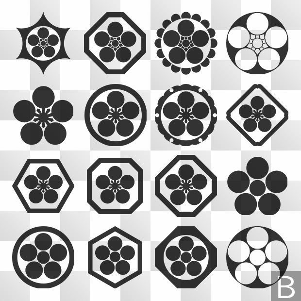 梅紋 (うめ) 日本の実用家紋 ZIP (AI, PNG, PSD)