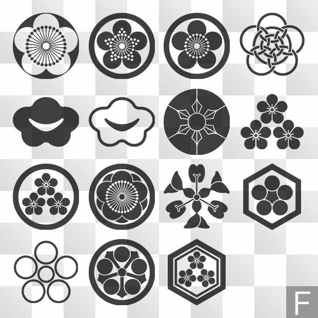 梅紋 (うめ) 日本の実用家紋 ZIP (AI, PNG, PSD)