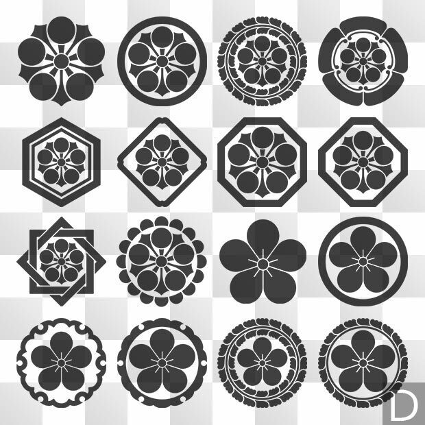 梅紋 (うめ) 日本の実用家紋 ZIP (AI, PNG, PSD)