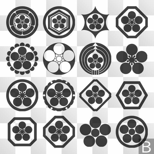 梅紋 (うめ) 日本の実用家紋 ZIP (AI, PNG, PSD)