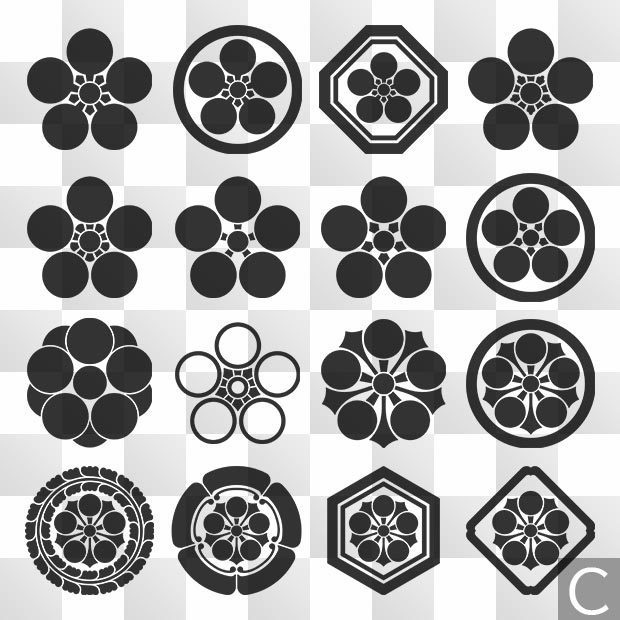 梅紋 (うめ) 日本の実用家紋 ZIP (AI, PNG, PSD)