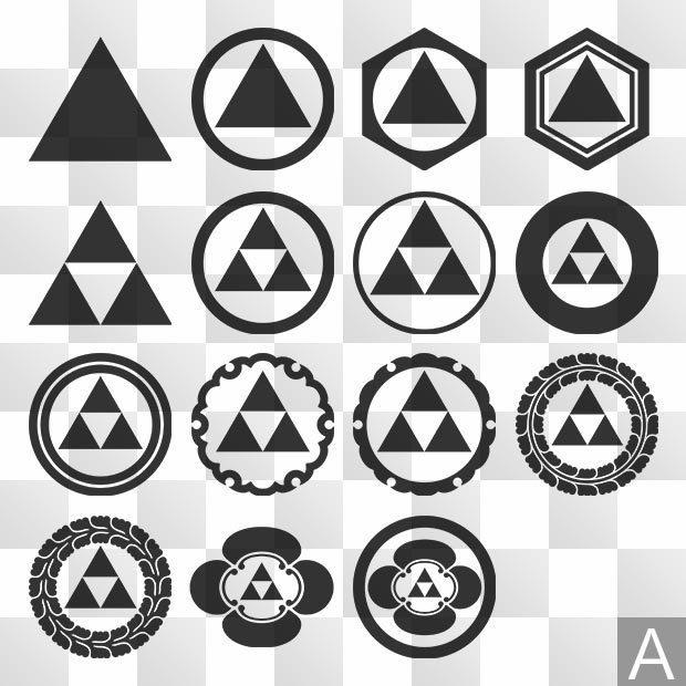 鱗紋 (うろこ) 日本の実用家紋 ZIP (AI, PNG, PSD)