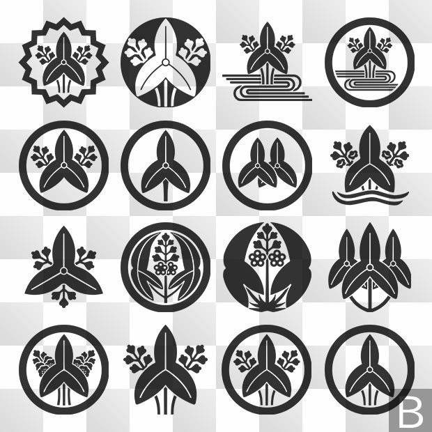 沢瀉紋 (おもだか) 日本の実用家紋 ZIP (AI, PNG, PSD)