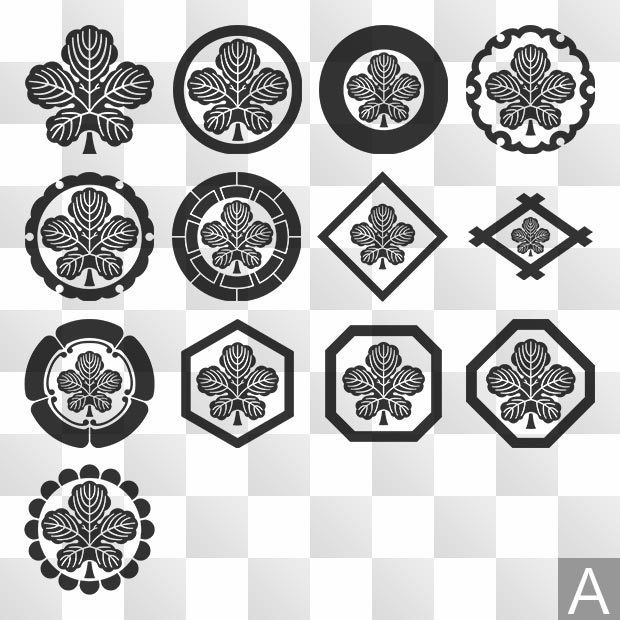 梶紋 (かじ) 日本の実用家紋 ZIP (AI, PNG, PSD)