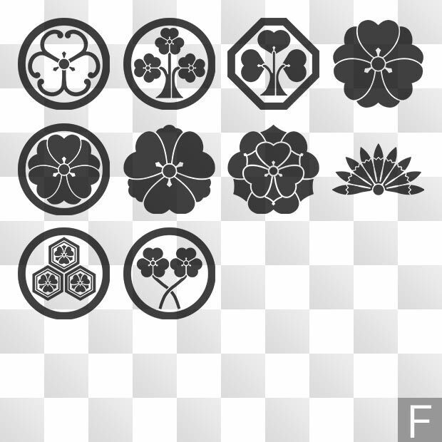 酢漿草紋 (かたばみ) 日本の実用家紋 ZIP (AI, PNG, PSD)