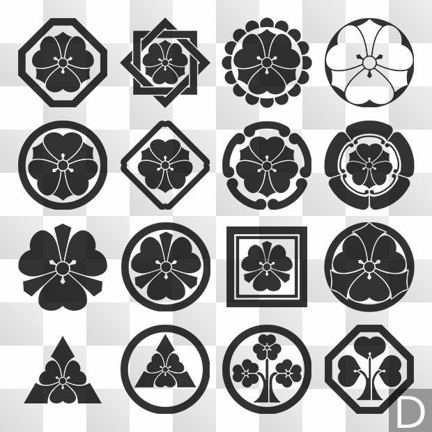 酢漿草紋 (かたばみ) 日本の実用家紋 ZIP (AI, PNG, PSD)