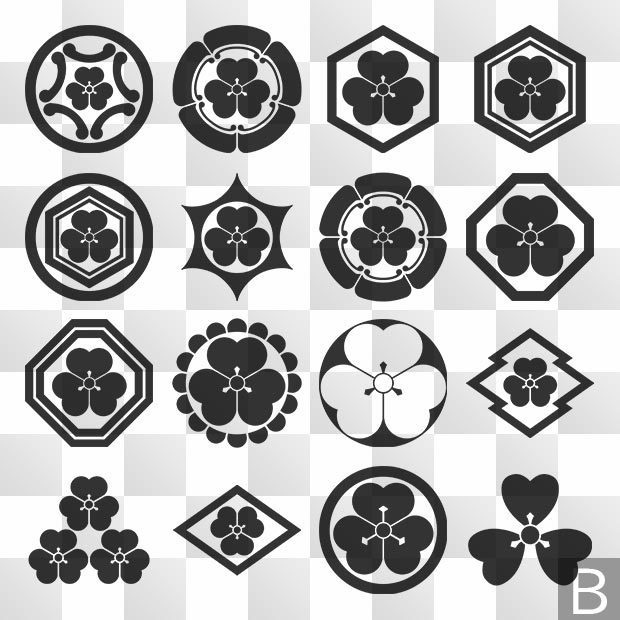 酢漿草紋 (かたばみ) 日本の実用家紋 ZIP (AI, PNG, PSD)