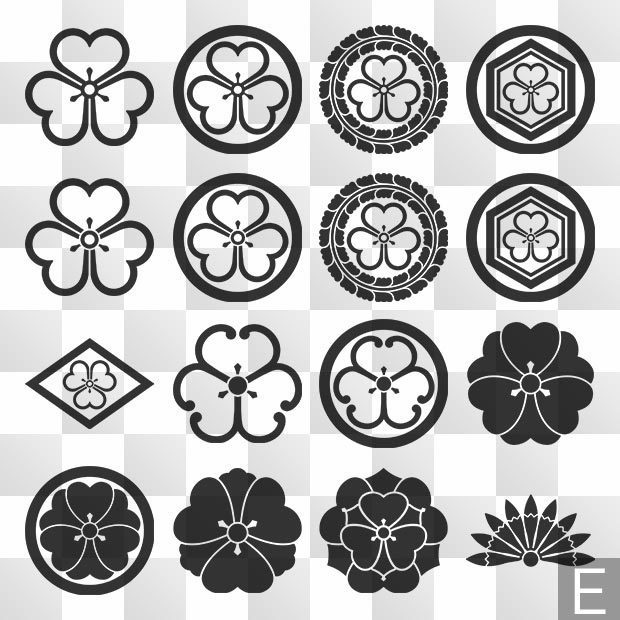 酢漿草紋 (かたばみ) 日本の実用家紋 ZIP (AI, PNG, PSD)