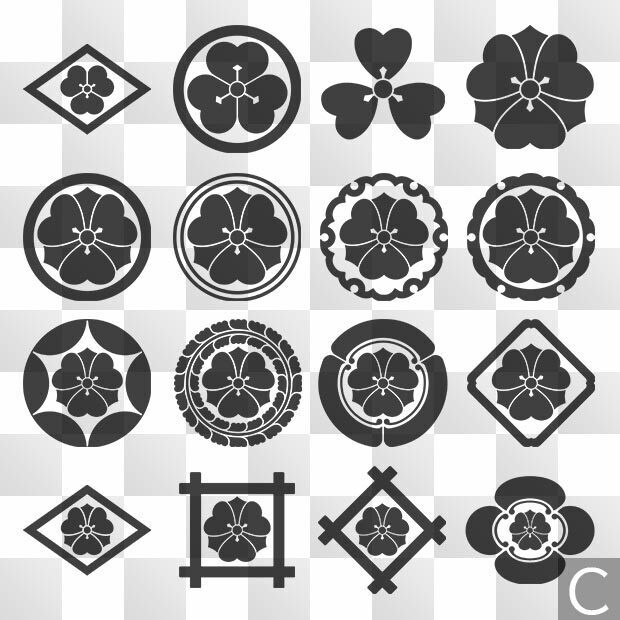 酢漿草紋 (かたばみ) 日本の実用家紋 ZIP (AI, PNG, PSD)