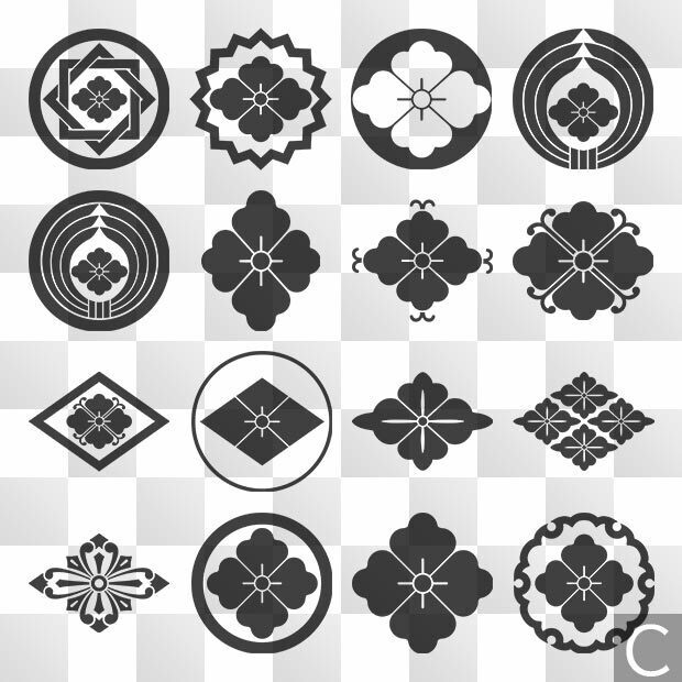 唐花紋 (からはな) 日本の実用家紋 ZIP (AI, PNG, PSD)