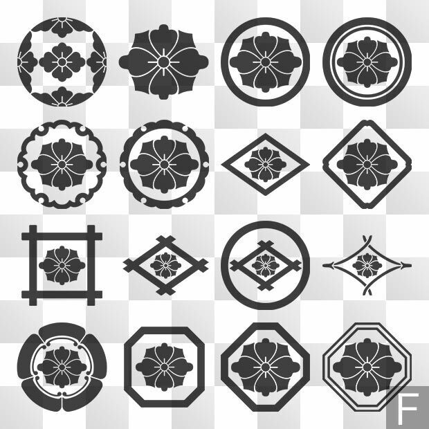 唐花紋 (からはな) 日本の実用家紋 ZIP (AI, PNG, PSD)