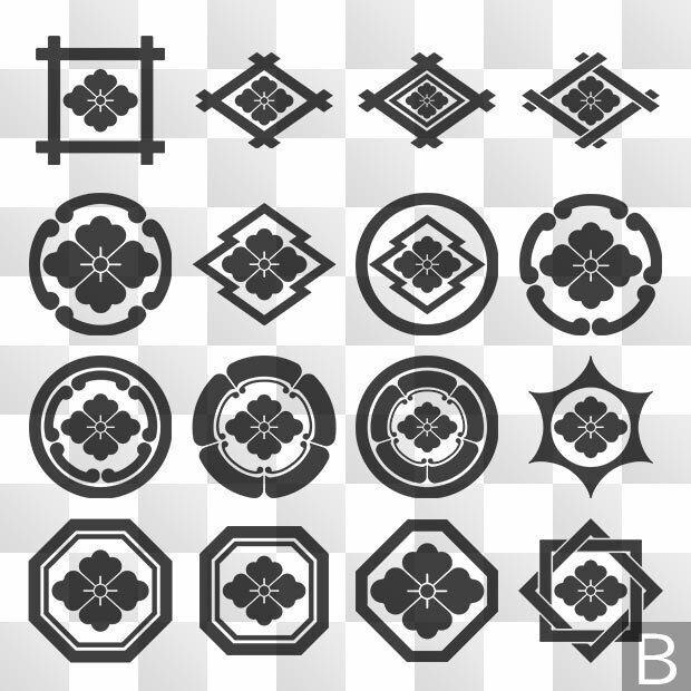 唐花紋 (からはな) 日本の実用家紋 ZIP (AI, PNG, PSD)