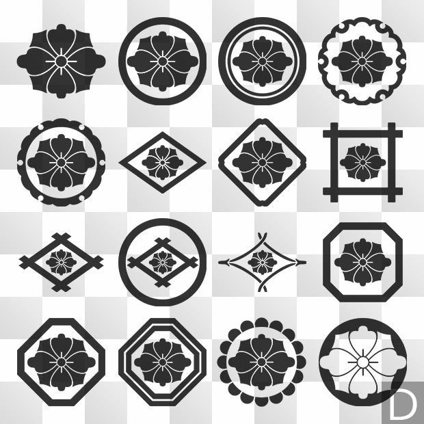 唐花紋 (からはな) 日本の実用家紋 ZIP (AI, PNG, PSD)
